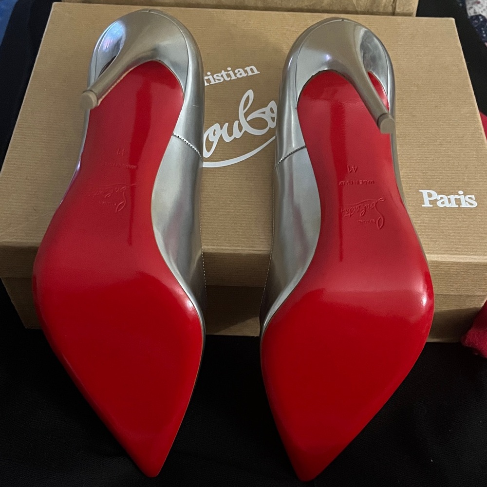 Christian Louboutin Metallic Silver Pumps So Kate